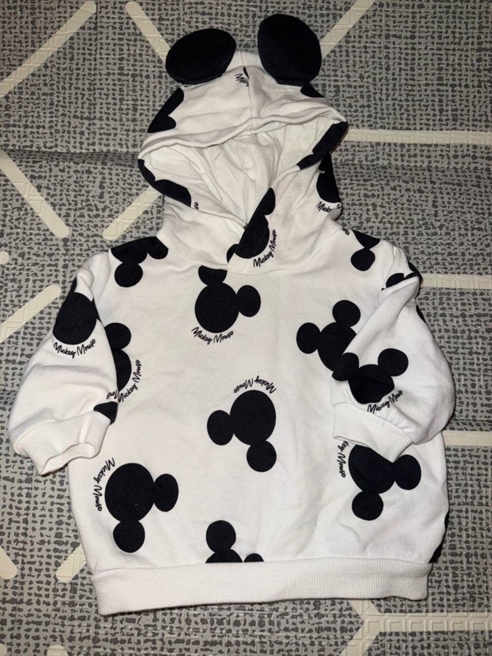 H&M Disney White Hoodie with Black Mickey Head Print